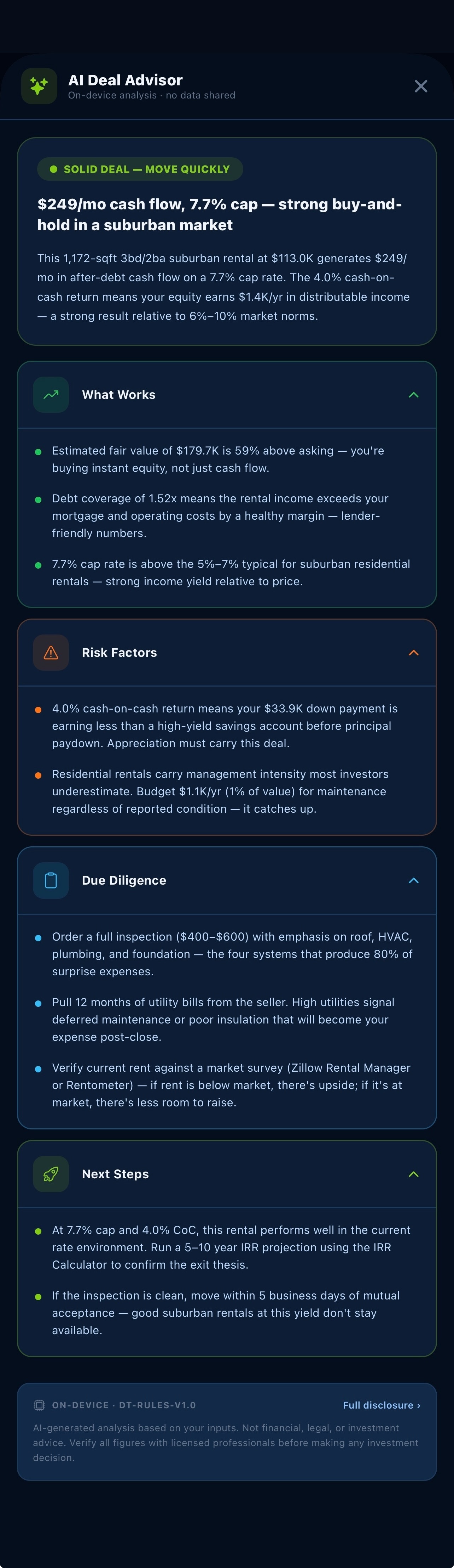AI Deal Advisor — full analysis